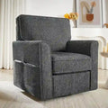 360 Swivel Chenille Accent Armchair with Side Pockets High Back Grey Green Red