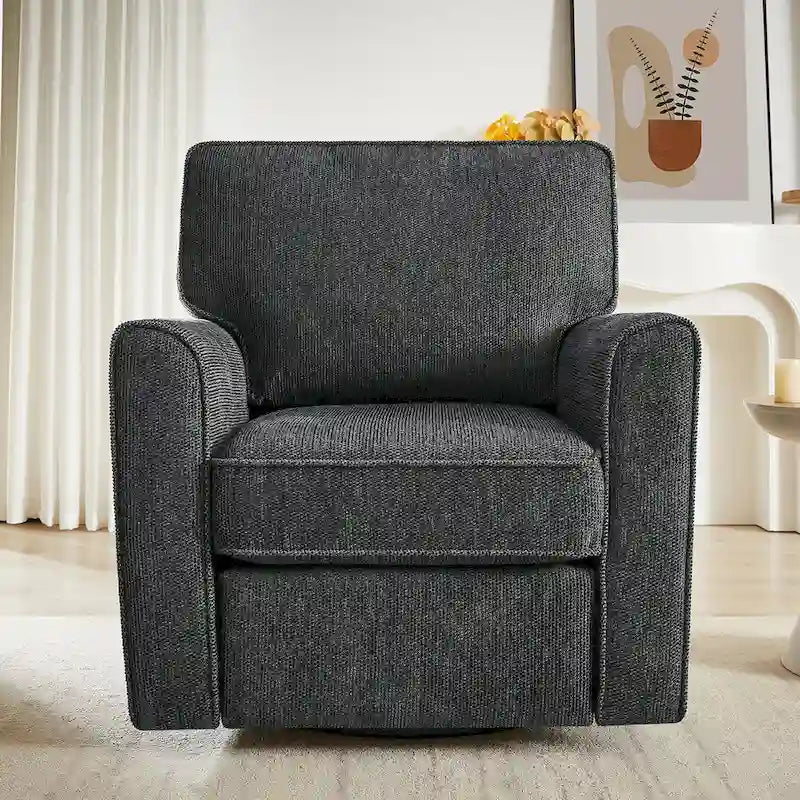 360 Swivel Chenille Accent Armchair with Side Pockets High Back Grey Green Red