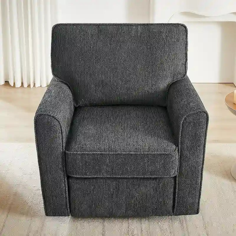 360 Swivel Chenille Accent Armchair with Side Pockets High Back Grey Green Red