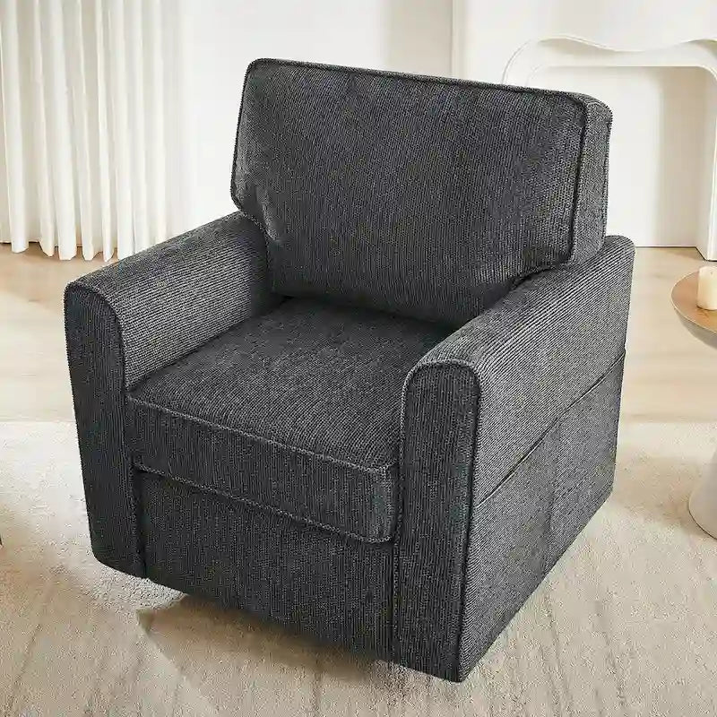 360 Swivel Chenille Accent Armchair with Side Pockets High Back Grey Green Red