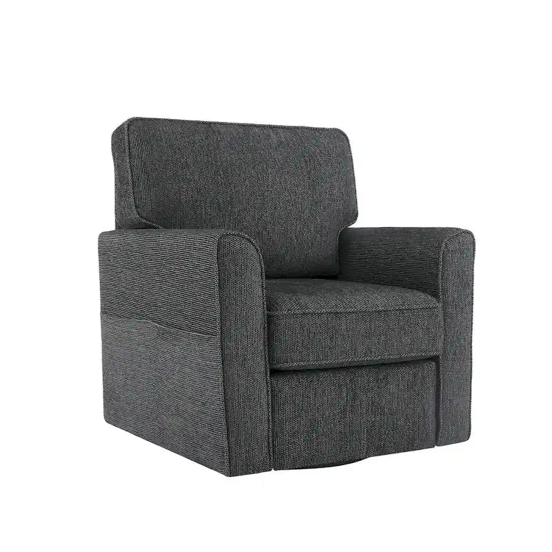 360 Swivel Chenille Accent Armchair with Side Pockets High Back Grey Green Red