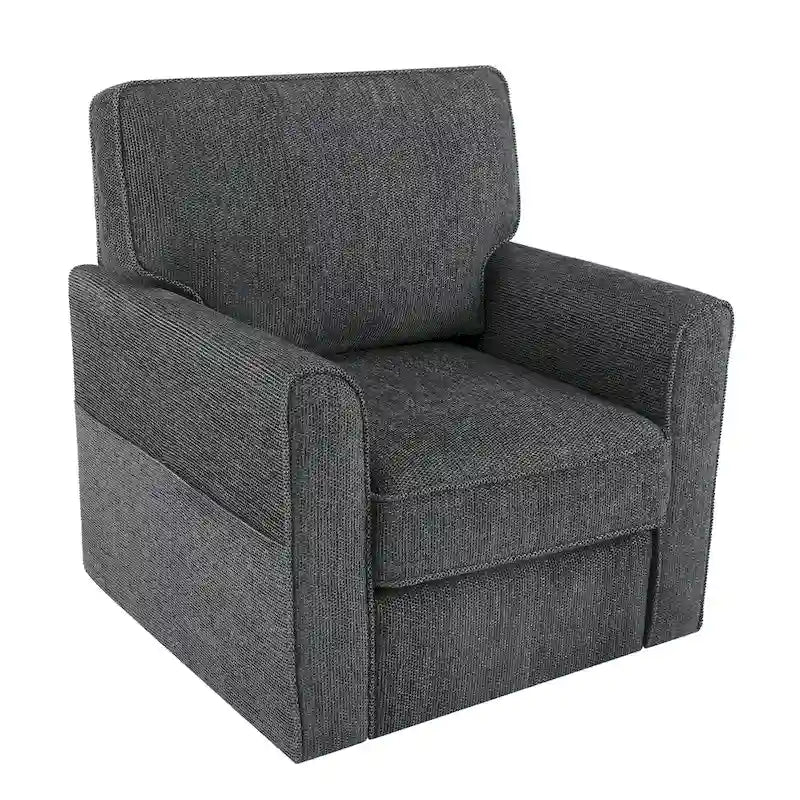 360 Swivel Chenille Accent Armchair with Side Pockets High Back Grey Green Red