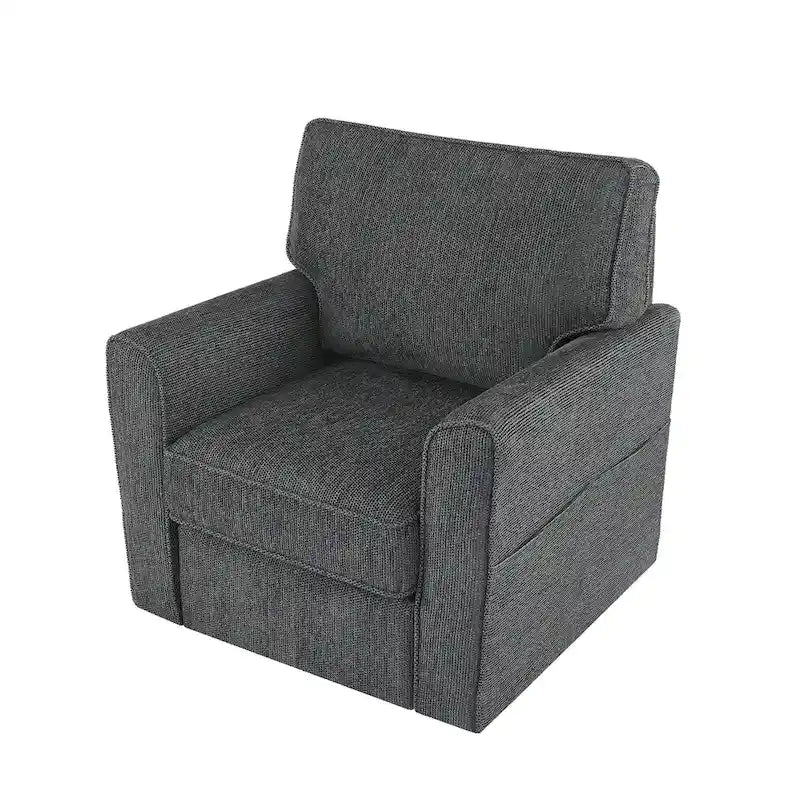 360 Swivel Chenille Accent Armchair with Side Pockets High Back Grey Green Red
