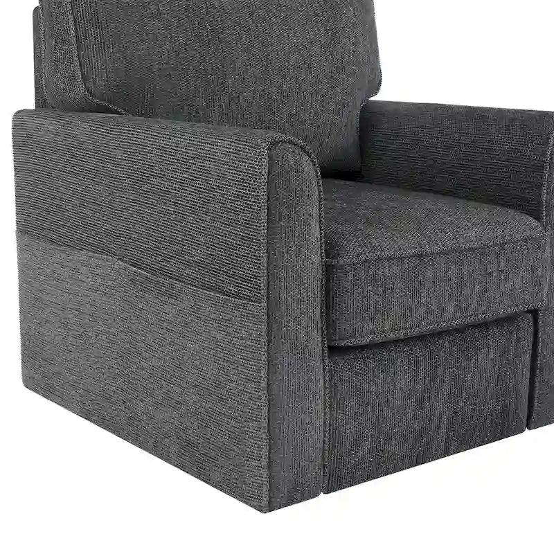 360 Swivel Chenille Accent Armchair with Side Pockets High Back Grey Green Red