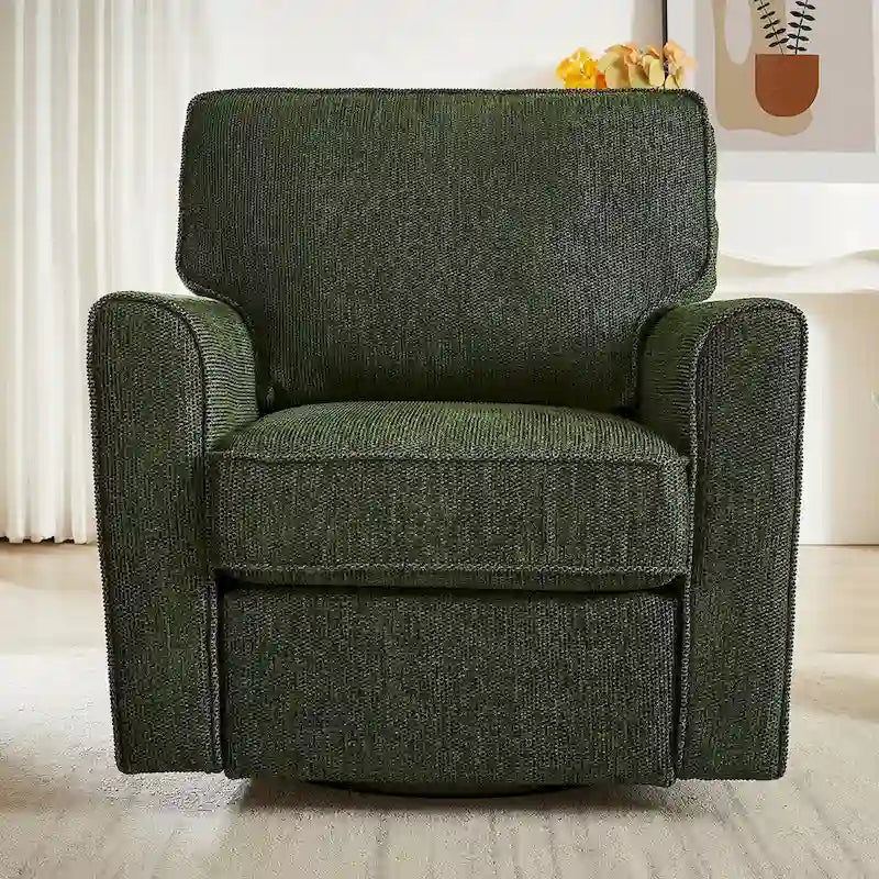 360 Swivel Chenille Accent Armchair with Side Pockets High Back Grey Green Red