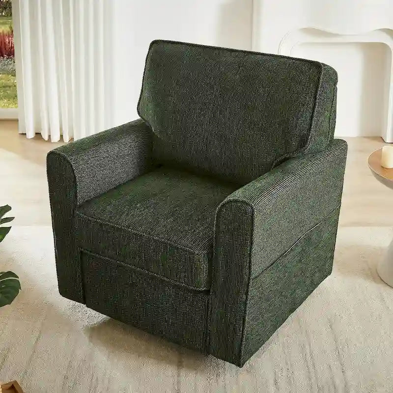 360 Swivel Chenille Accent Armchair with Side Pockets High Back Grey Green Red