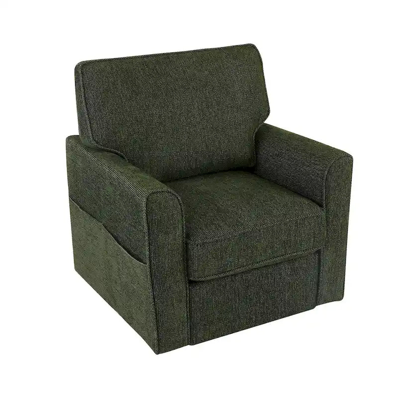 360 Swivel Chenille Accent Armchair with Side Pockets High Back Grey Green Red