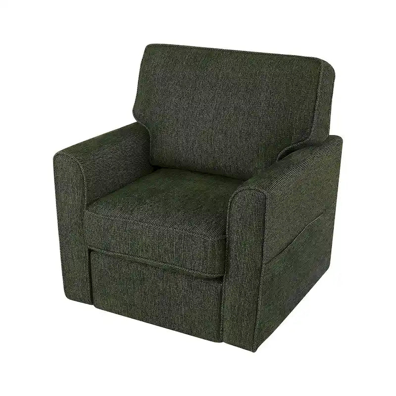 360 Swivel Chenille Accent Armchair with Side Pockets High Back Grey Green Red