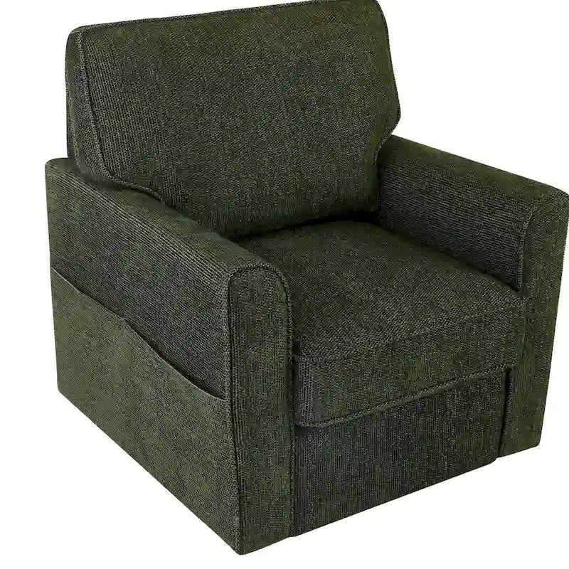 360 Swivel Chenille Accent Armchair with Side Pockets High Back Grey Green Red