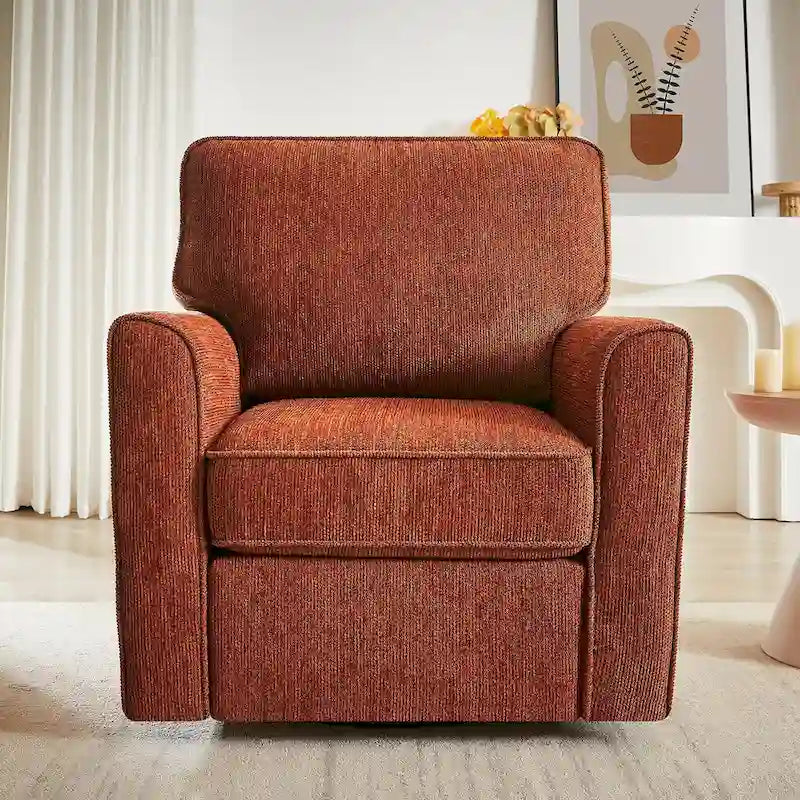 360 Swivel Chenille Accent Armchair with Side Pockets High Back Grey Green Red