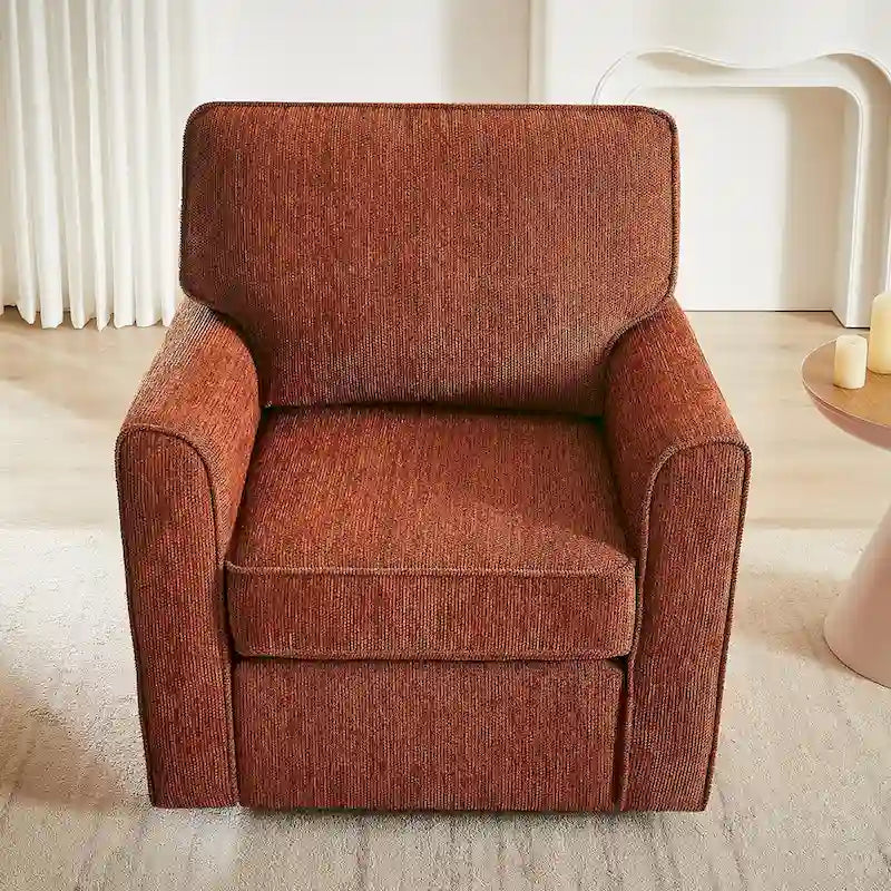 360 Swivel Chenille Accent Armchair with Side Pockets High Back Grey Green Red