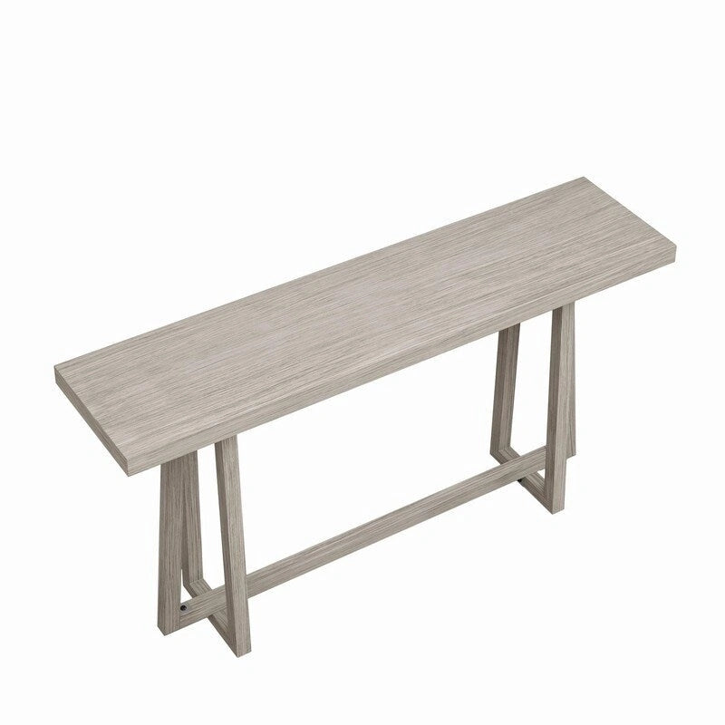 60 Inch A-Frame Console Table Entryway Hall Table Natural Grey Wood