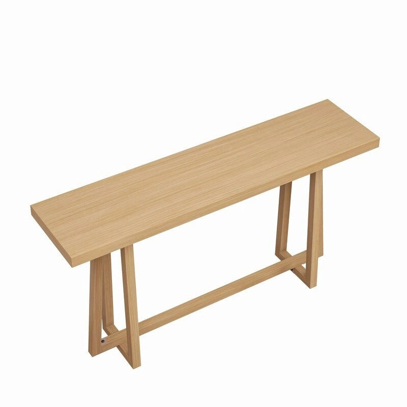 60 Inch A-Frame Console Table Entryway Hall Table Natural Grey Wood