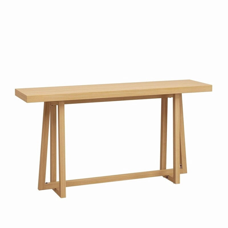 60 Inch A-Frame Console Table Entryway Hall Table Natural Grey Wood