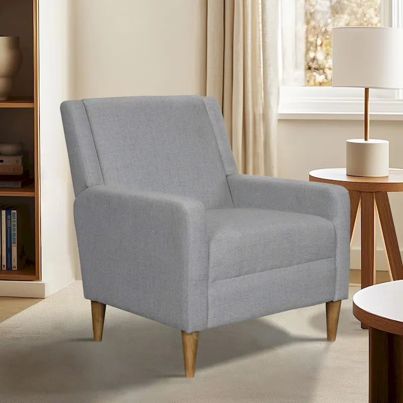 Modern Minimalist Upholstered Accent Armchair Solid Wood Legs Multi-Color