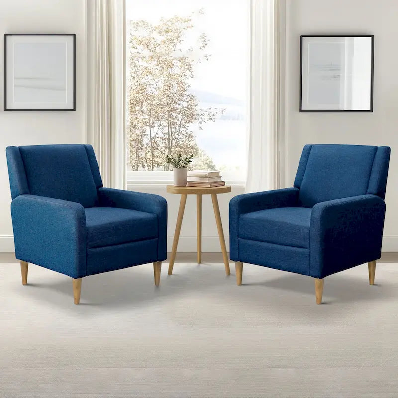 Modern Minimalist Upholstered Accent Armchair Solid Wood Legs Multi-Color