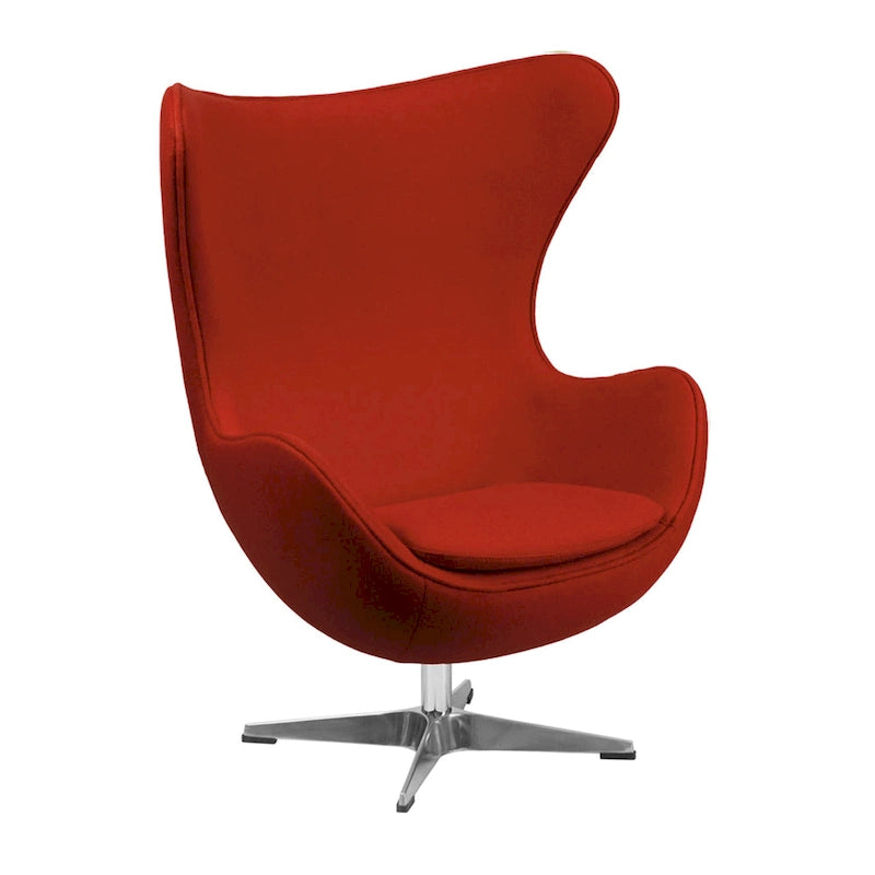 Mid-Century Wool Fabric Egg Swivel Tilt Lounge Chair Chrome Base Multi-Color
