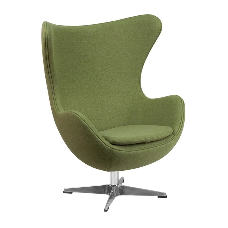 Mid-Century Wool Fabric Egg Swivel Tilt Lounge Chair Chrome Base Multi-Color