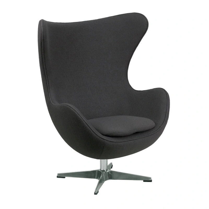 Mid-Century Wool Fabric Egg Swivel Tilt Lounge Chair Chrome Base Multi-Color