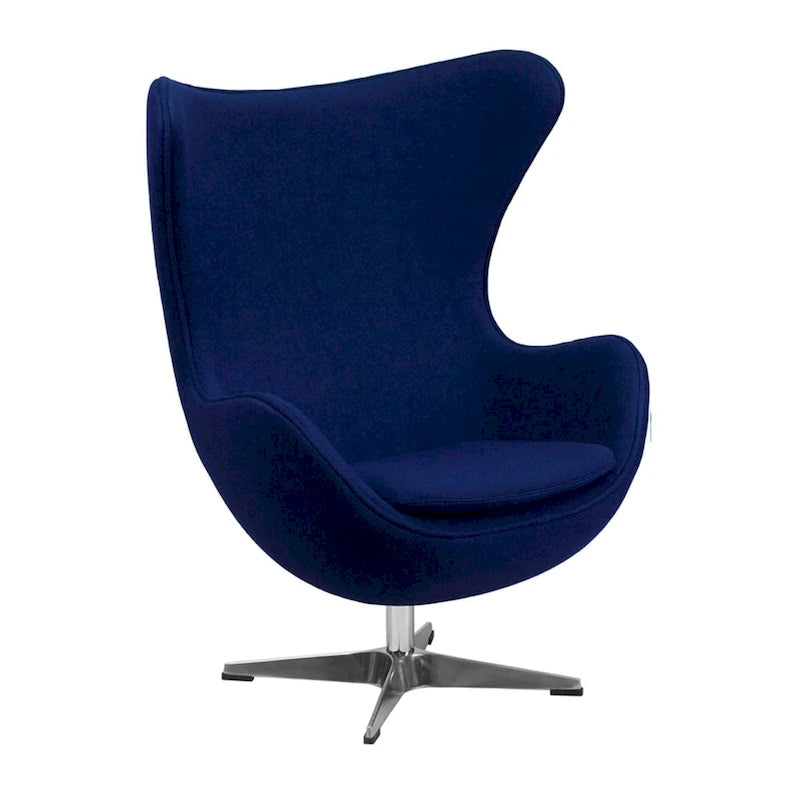 Mid-Century Wool Fabric Egg Swivel Tilt Lounge Chair Chrome Base Multi-Color