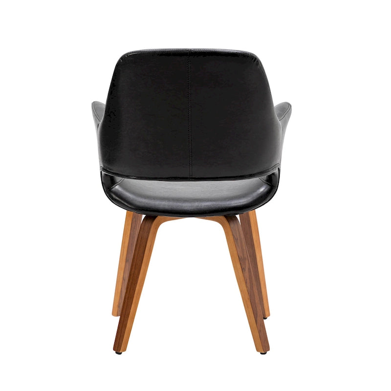 Set of 2 PU Leather Dining Chairs Bentwood Legs Barrel Armchair Blue Green White Black