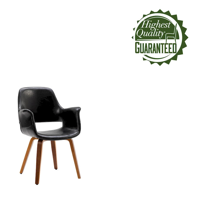 Set of 2 PU Leather Dining Chairs Bentwood Legs Barrel Armchair Blue Green White Black