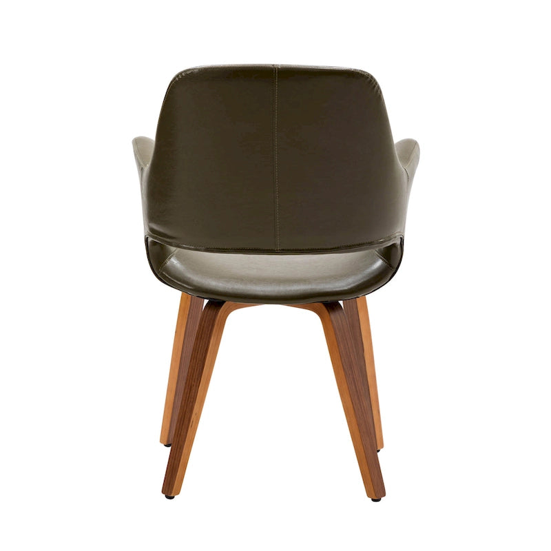 Set of 2 PU Leather Dining Chairs Bentwood Legs Barrel Armchair Blue Green White Black