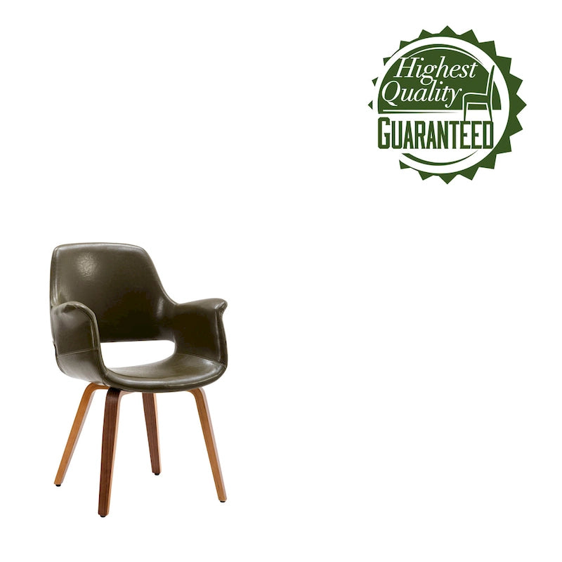 Set of 2 PU Leather Dining Chairs Bentwood Legs Barrel Armchair Blue Green White Black