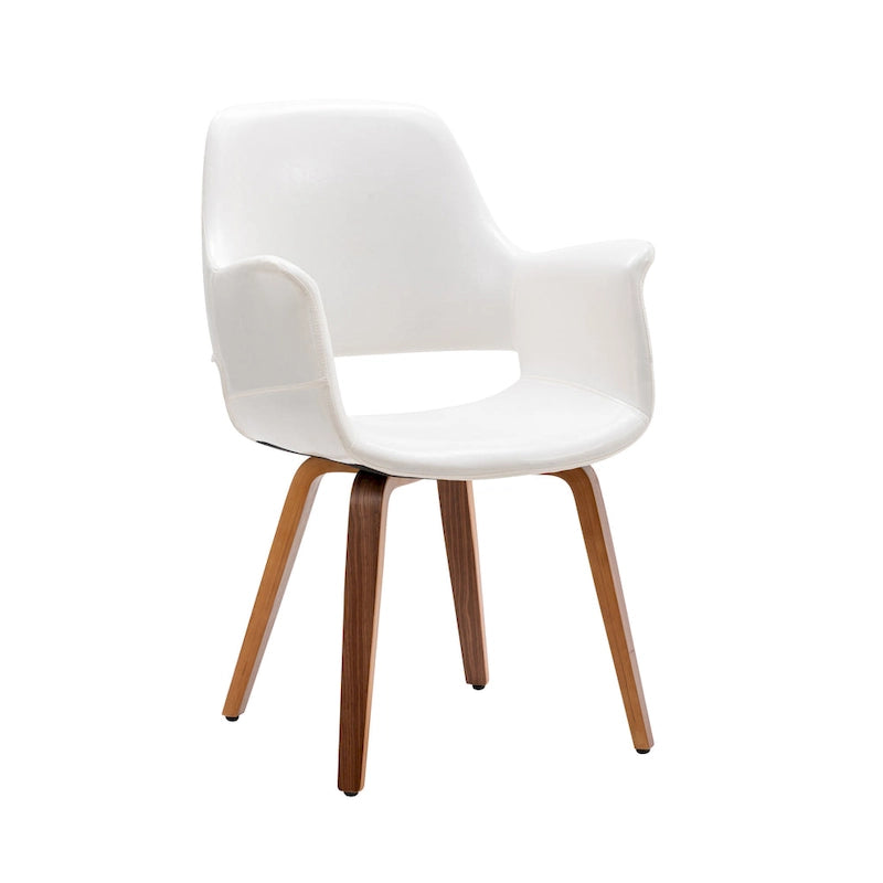 Set of 2 PU Leather Dining Chairs Bentwood Legs Barrel Armchair Blue Green White Black