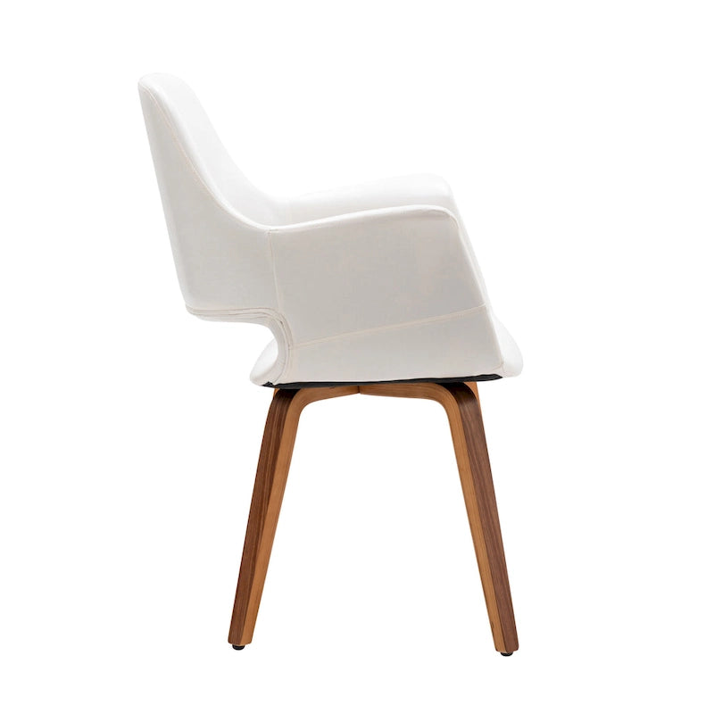 Set of 2 PU Leather Dining Chairs Bentwood Legs Barrel Armchair Blue Green White Black