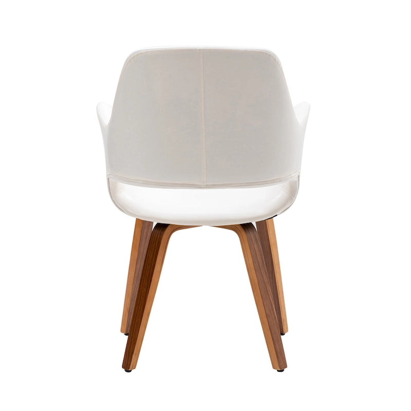 Set of 2 PU Leather Dining Chairs Bentwood Legs Barrel Armchair Blue Green White Black