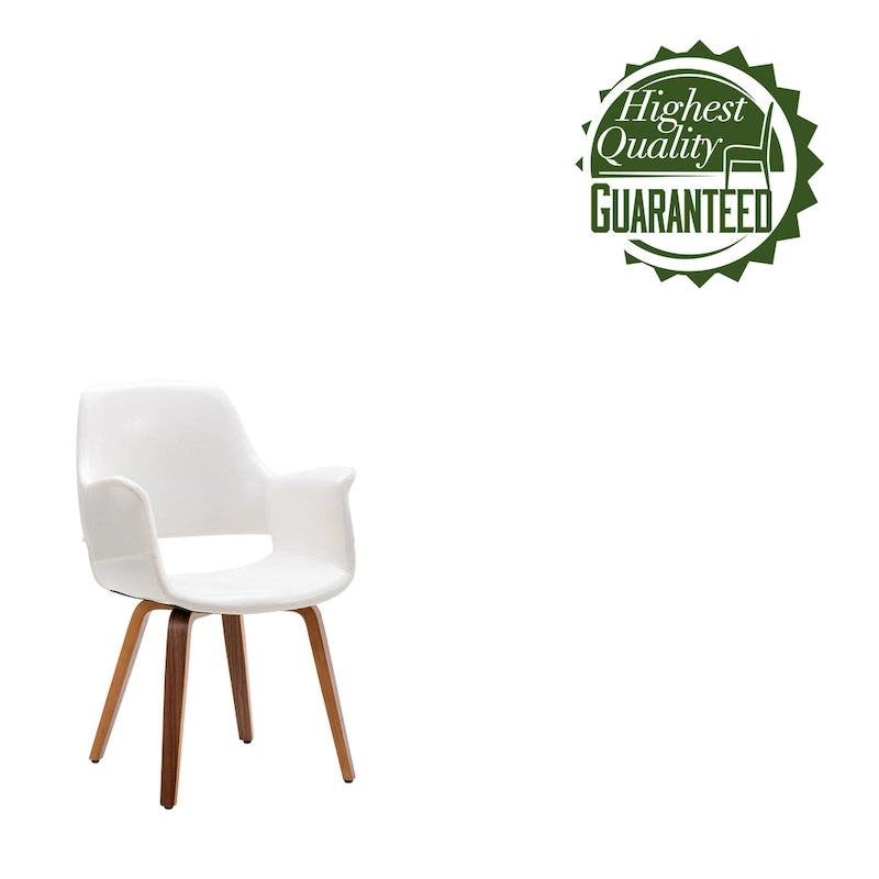Set of 2 PU Leather Dining Chairs Bentwood Legs Barrel Armchair Blue Green White Black