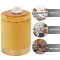 Round Velvet Storage Ottoman Footrest Stool with Gold Metal Base