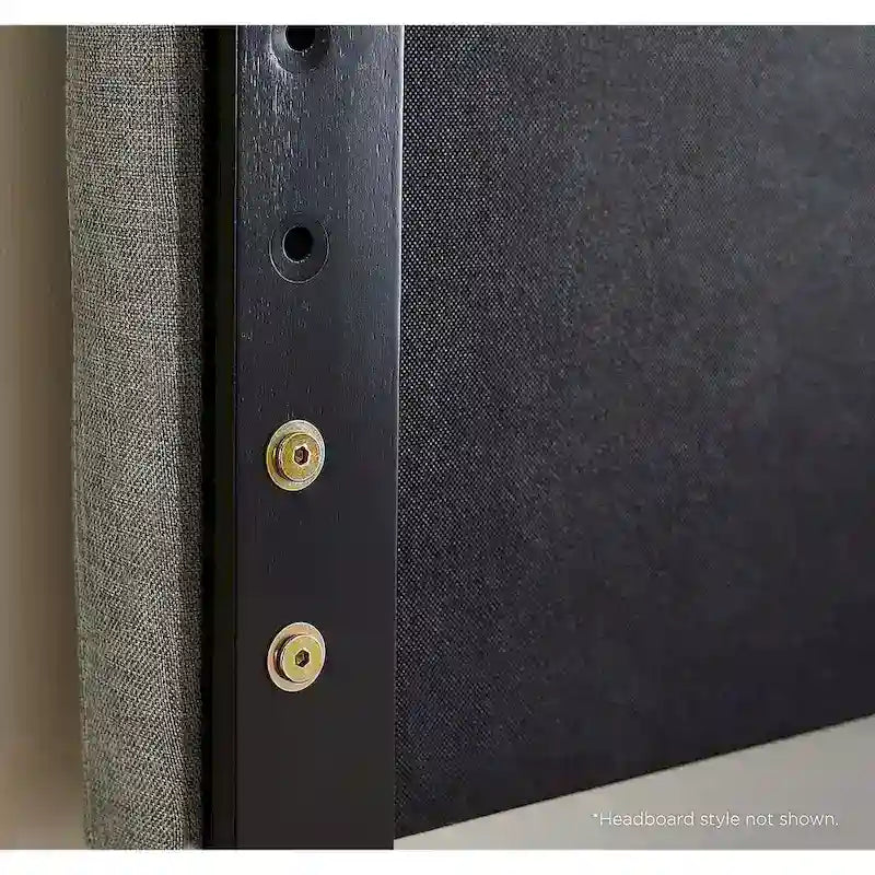 Queen Size Black Rubberwood Cane Panel Headboard Window Pane Height Adjustable