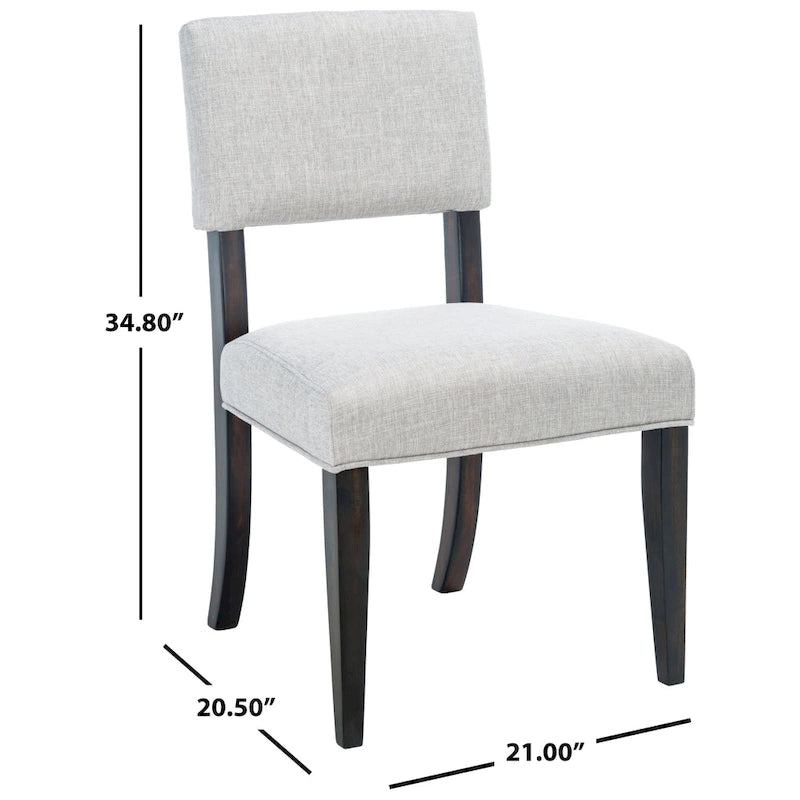 French Bistro Style Wood Dining Chair Linen Upholstered Dark Brown