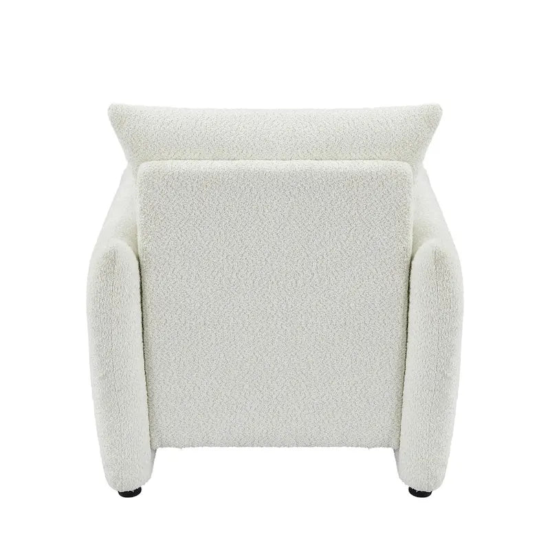 33 Inch Low Profile Boucle Accent Armchair Deep Seat Off-White Green Brown