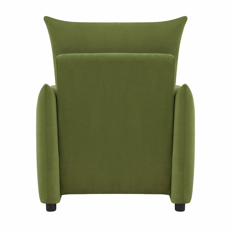 33 Inch Low Profile Boucle Accent Armchair Deep Seat Off-White Green Brown