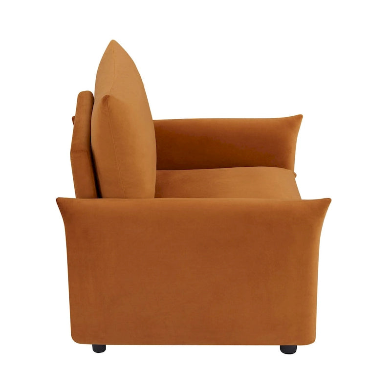 33 Inch Low Profile Boucle Accent Armchair Deep Seat Off-White Green Brown