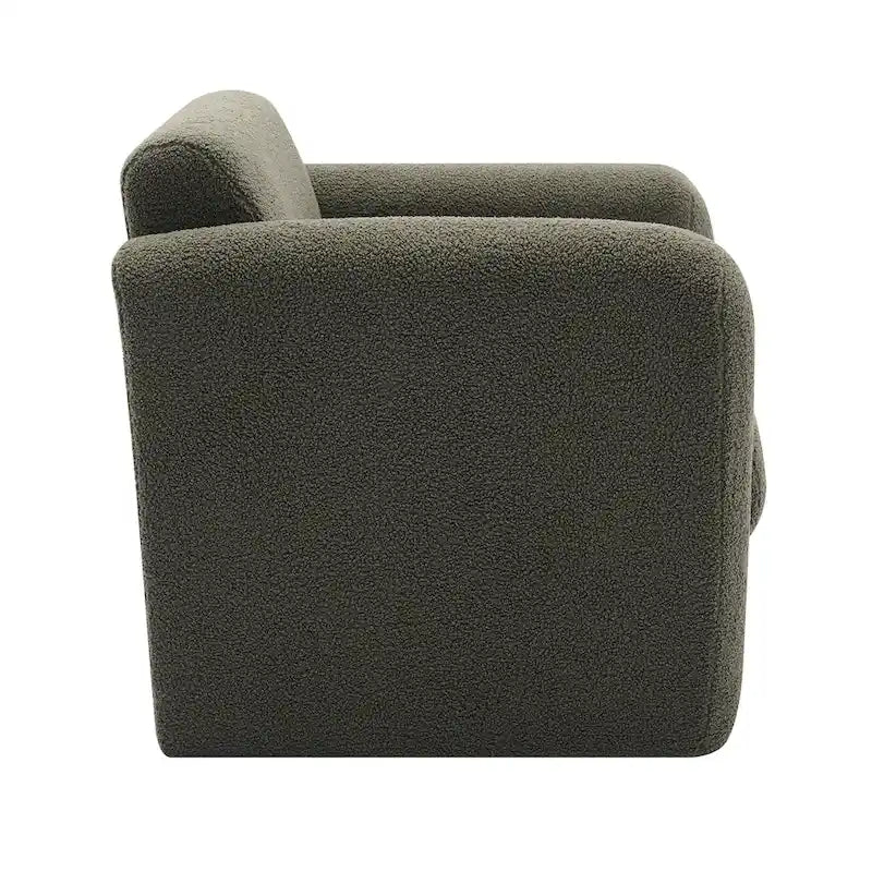 Teddy Boucle Accent Armchair 8-Inch Memory Foam Seat Burnt Orange Green Cream
