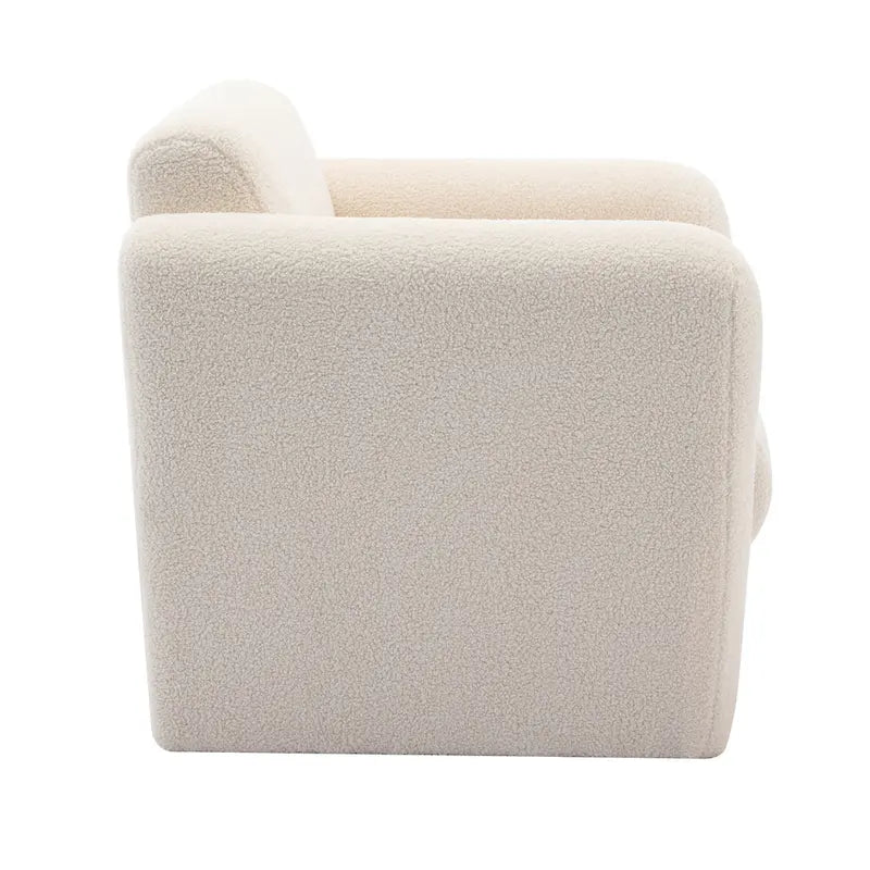 Teddy Boucle Accent Armchair 8-Inch Memory Foam Seat Burnt Orange Green Cream