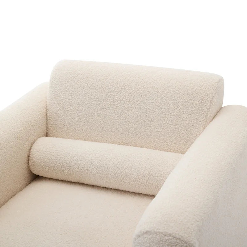 Teddy Boucle Accent Armchair 8-Inch Memory Foam Seat Burnt Orange Green Cream