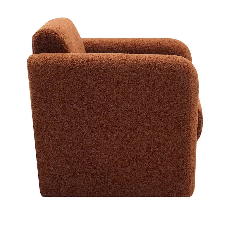 Teddy Boucle Accent Armchair 8-Inch Memory Foam Seat Burnt Orange Green Cream