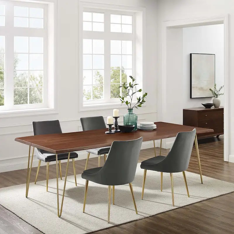 Live Edge Acacia Wood Dining Table Butterfly Joint Hairpin Legs