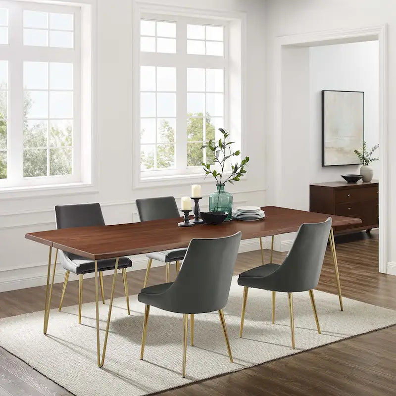 Live Edge Acacia Wood Dining Table Butterfly Joint Hairpin Legs