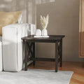 Solid Wood Farmhouse X-Frame End Table Side Table Dark Gray Walnut