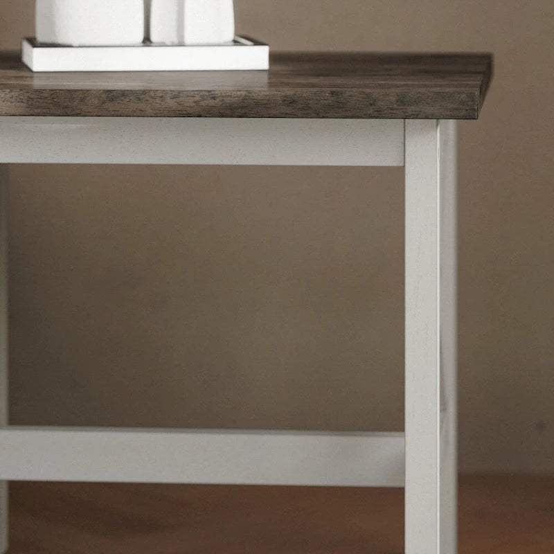 Solid Wood Farmhouse X-Frame End Table Side Table Dark Gray Walnut