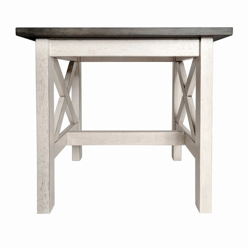 Solid Wood Farmhouse X-Frame End Table Side Table Dark Gray Walnut