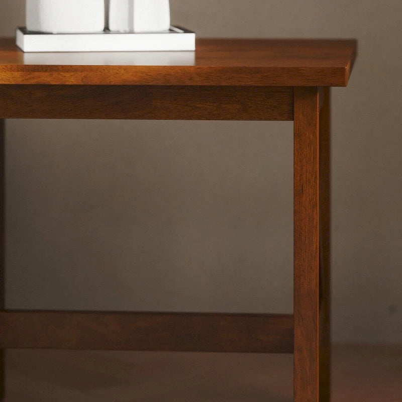 Solid Wood Farmhouse X-Frame End Table Side Table Dark Gray Walnut