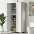 White Tall Double Door Storage Cabinet 5-Shelf MDF Waterproof Bathroom Office