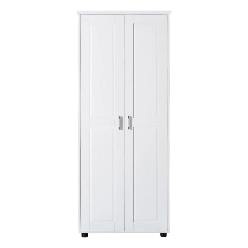 White Tall Double Door Storage Cabinet 5-Shelf MDF Waterproof Bathroom Office
